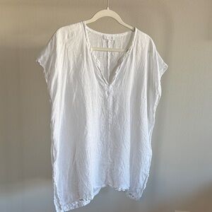 CP Shades White Linen V-Neck Tunic Top
